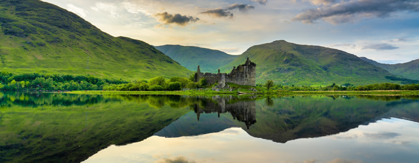 The ruins of Kilchurn castle on Loch Awe in Scotland