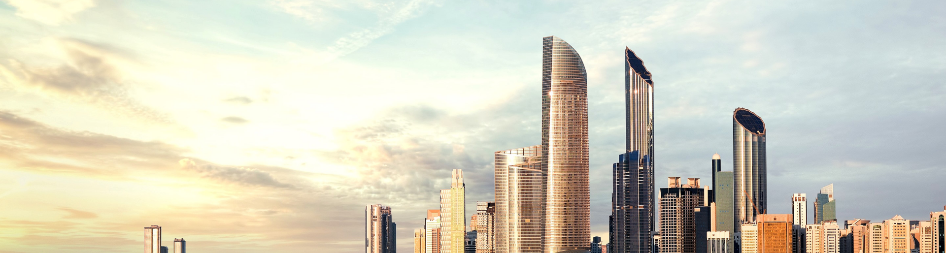 Abu Dhabi Skyline Corniche at sunset 