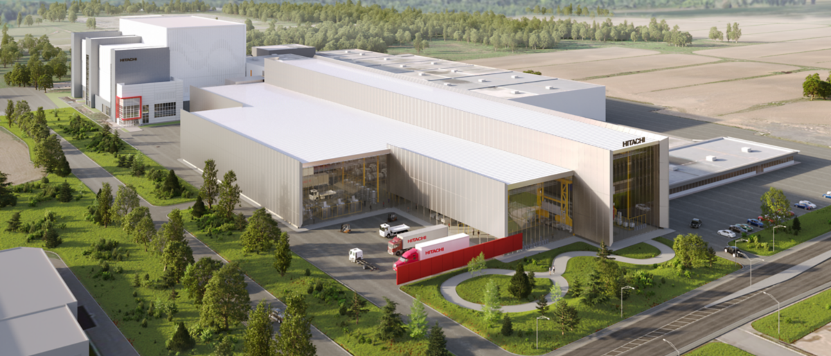 Rendering of Hitachi Energy’s Varennes facility, post-expansion aerial view?
